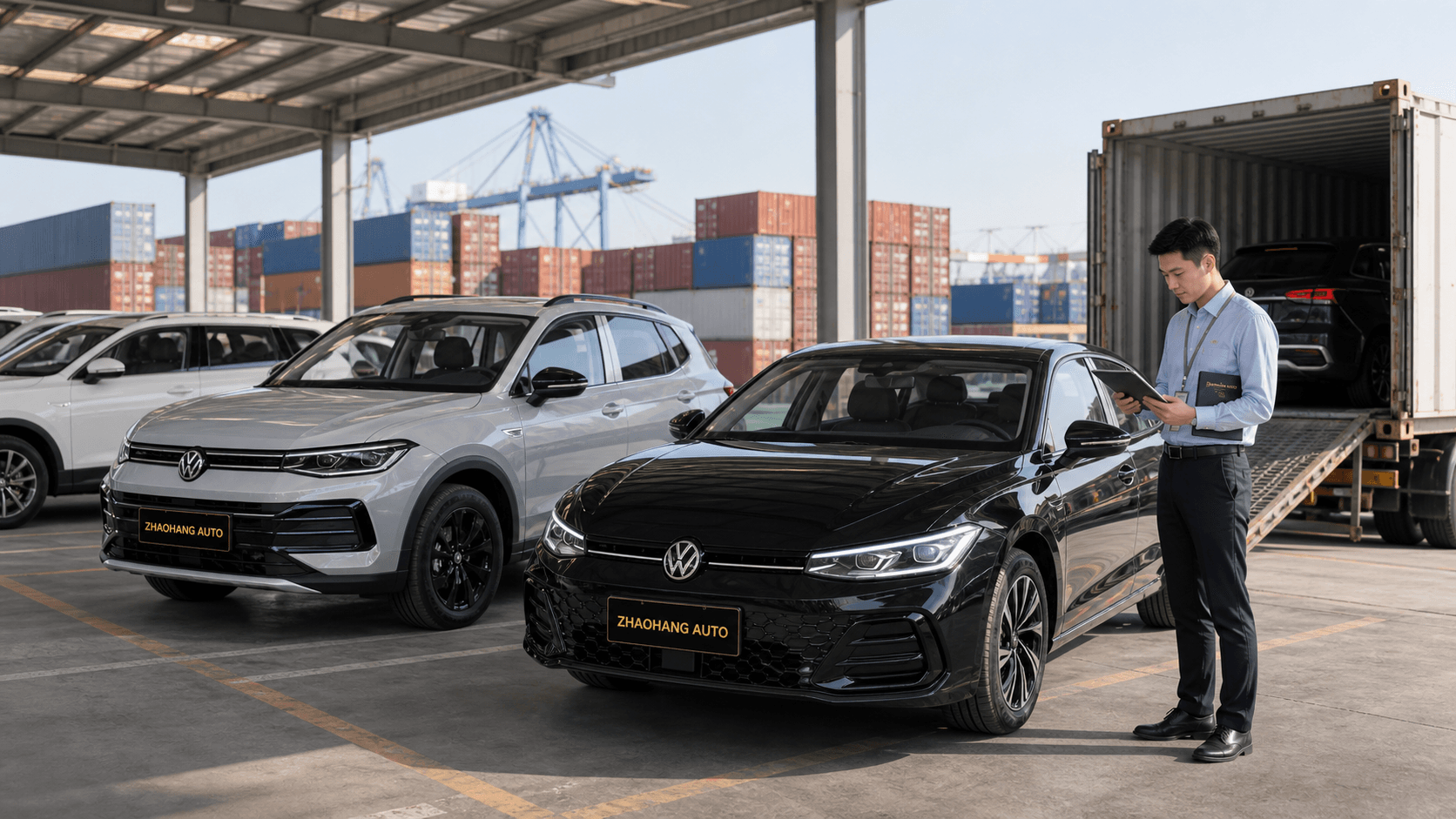 ZHAOHANG AUTO used cars prepared for export logistics and shipment check