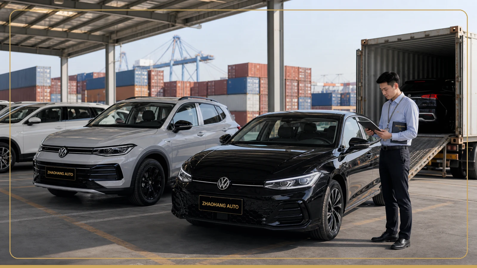 Used cars prepared for container or port shipment from China